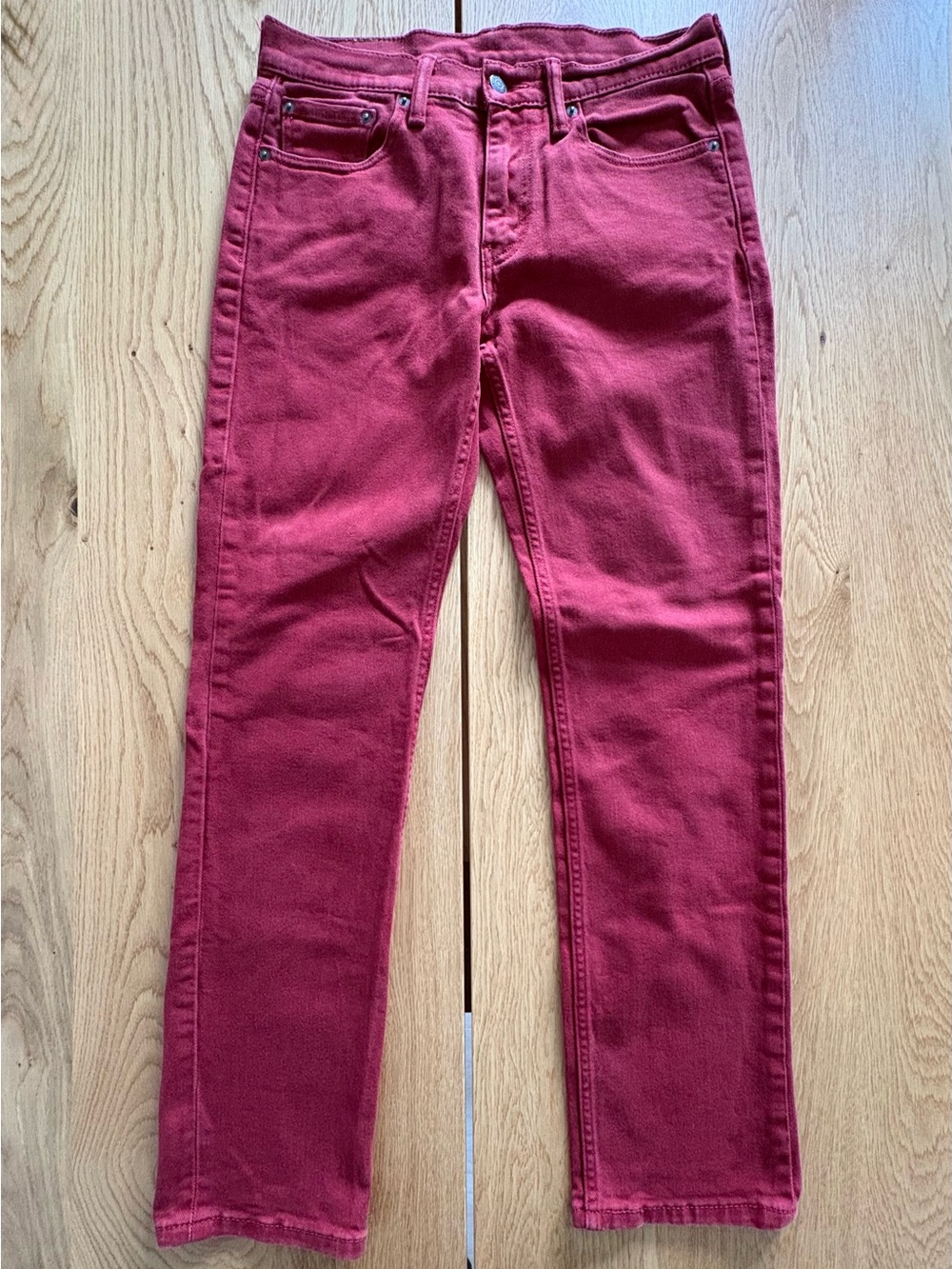 Levi's 514 Straight Leg Jeans Maroon Red W30 L32 Mens Denim Burgundy Cotton